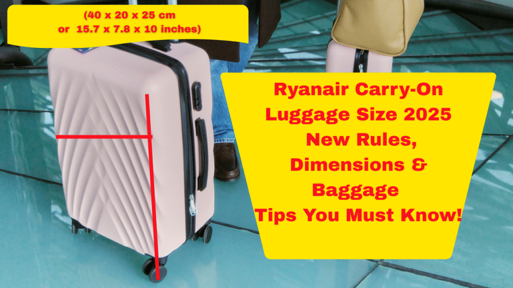 Ryanair Carry-On Luggage Size permits one free small personal bag measuring up to 40 x 30 x 20 cm, while purchase Priority Boarding, you're also allowed a second, larger cabin bag up to 55 x 40 x 20 cm to be stored in the overhead locker.
