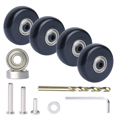 FLIHONST45*18mm/1.77in*0.71in Precision Ball Bearing Wheel Luggage Suitcase Replacement Wheels ，repair Pu rubber Swivel Caster Luggage Wheels Replacement Kits